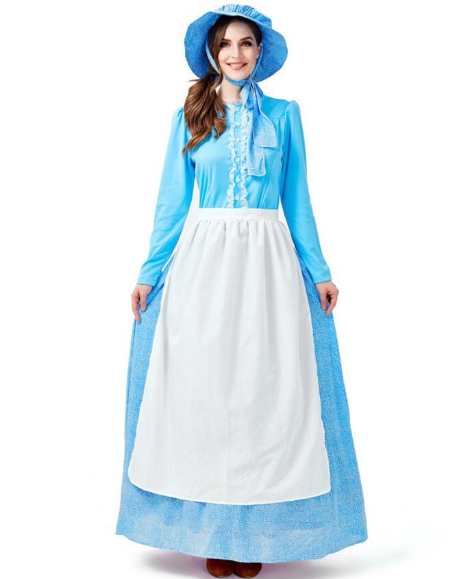 F1958 Women Pioneer Dress Colonial Prairie Costume Fancy Dress